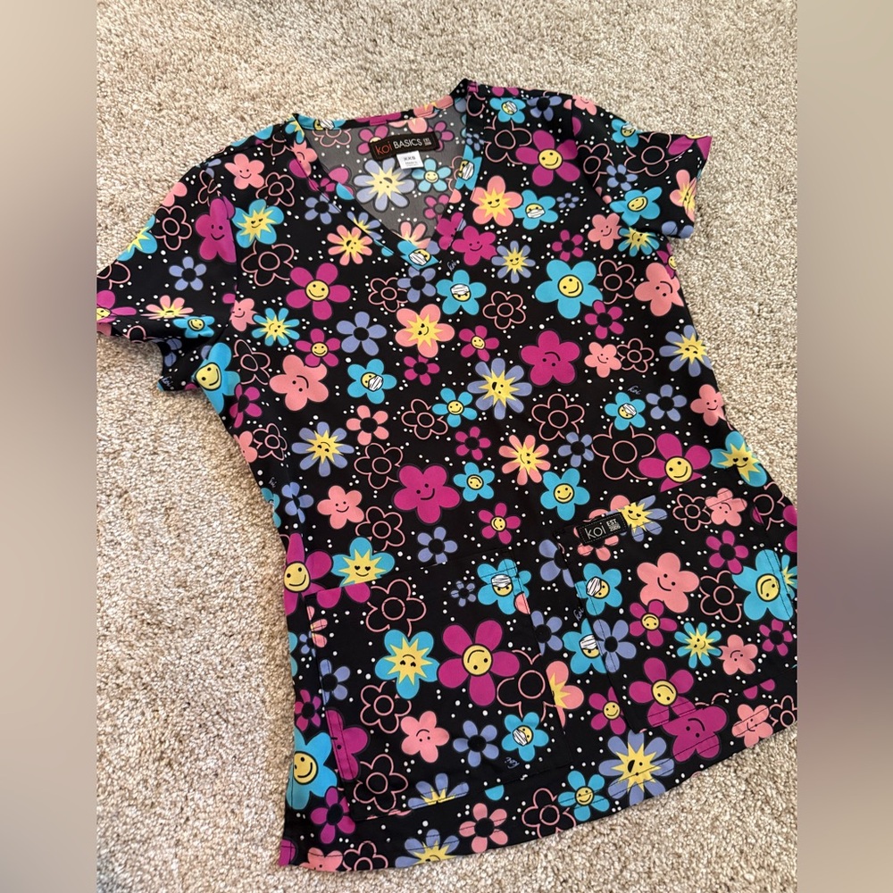 Koi basics scrub top xxs